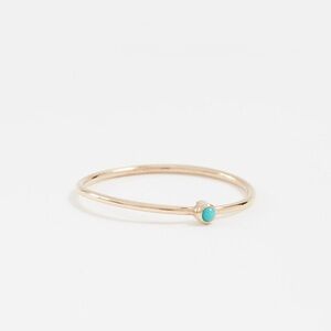 Jennifer Meyer Thin Gold Band Ring with Turquoise -18k gold size 8